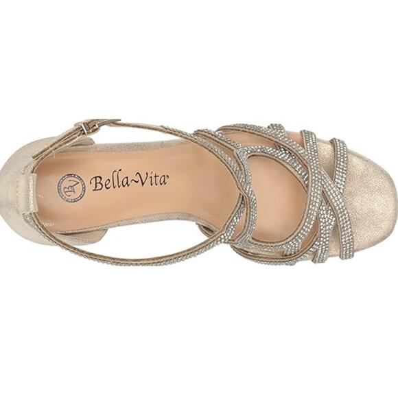 Bella Vita Women's Alliette Dress Soft Gold Metallic Heeled Sandals Size 7W - Picture 5 of 7